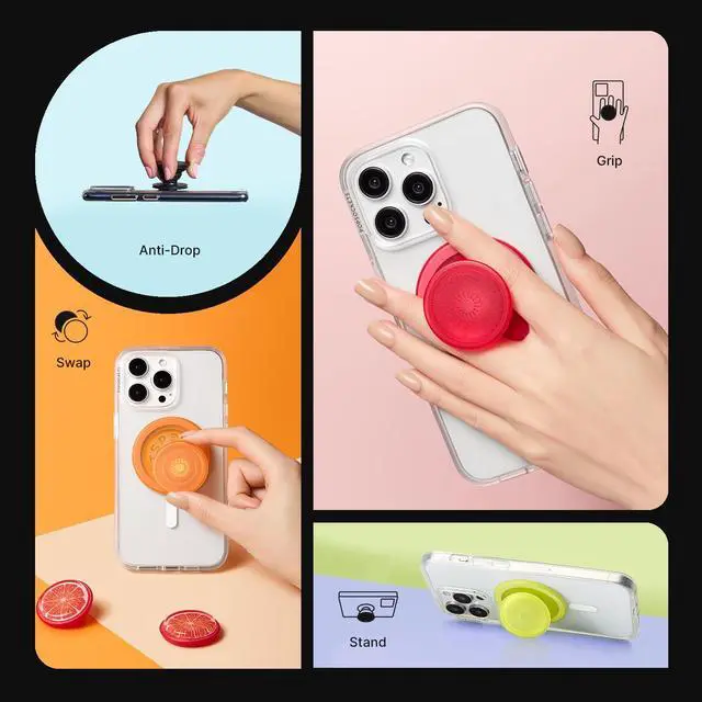Alt view image 7 of 7 - Phone Grip for MagSafe, Magnetic Holder, Phone Stand - Orange Zest