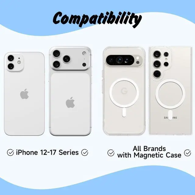 Alt view image 2 of 7 - Magnetic Cell Phone Grip Compatible with Magsafe, Collapsible Phone Stand Holder Round Expanding Kickstand for iPhone Samsung Mobile Phones, Cute Soft Silicone Glossy Jelly, White