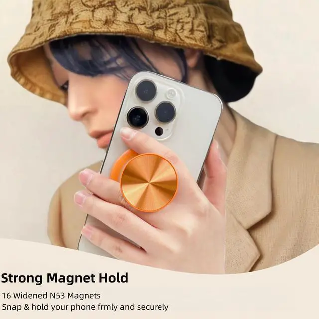 Alt view image 2 of 7 - for Magsafe Phone Grip, Magnetic Phone Grip Holder, Magnetic Collapsible Expandible Mobile Phone Grips Stand Holder for iPhone 17 16 15 14 13 12 Series, CD Pattern Transparent Black