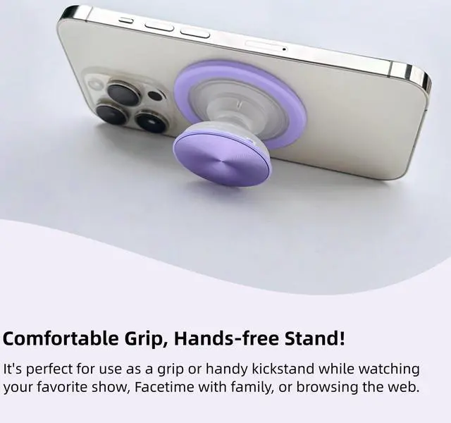 Alt view image 4 of 7 - for Magsafe Phone Grip, Magnetic Phone Grip Holder, Magnetic Collapsible Expandible Mobile Phone Grips Stand Holder for iPhone 17 16 15 14 13 12 Series, CD Pattern Transparent Black