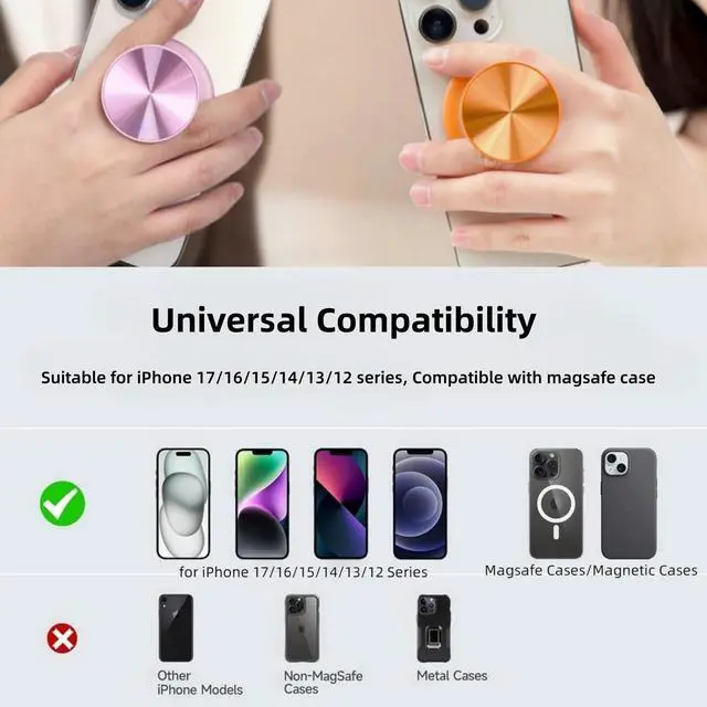 Alt view image 5 of 7 - for Magsafe Phone Grip, Magnetic Phone Grip Holder, Magnetic Collapsible Expandible Mobile Phone Grips Stand Holder for iPhone 17 16 15 14 13 12 Series, CD Pattern Transparent Black