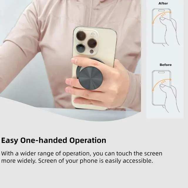 Alt view image 6 of 7 - for Magsafe Phone Grip, Magnetic Phone Grip Holder, Magnetic Collapsible Expandible Mobile Phone Grips Stand Holder for iPhone 17 16 15 14 13 12 Series, CD Pattern Transparent Black