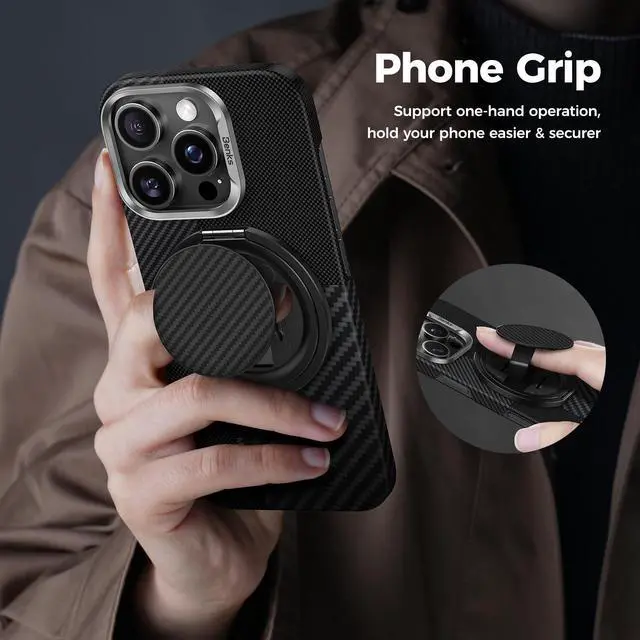 Alt view image 6 of 7 - Magnetic Phone Grip & Stand for MagSafe, 360° Rotation Adjustable Phone Ring Holder for iPhone 17/16/15/14/13/12 Series, Durable Kevlar Design