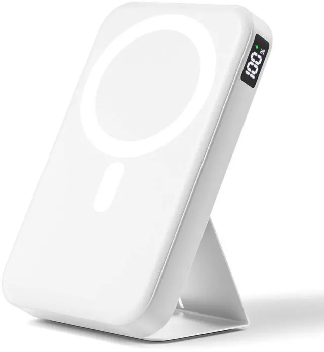 Main image of Magnetic Portable Charger, 10000mAh Power Bank with Leather Foldable Stand - Travel Essentials, USB-C 20W Fast Charging for Magsafe Battery Pack, Compatible with iPhone 17/16/15 All Series