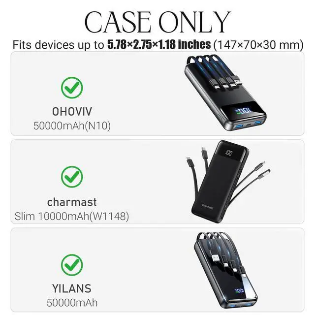 Alt view image 2 of 7 - Portable Bank Charger Case for OHOVIV for charmast for YILANS for FOCHEW for VEEKTOMX Fast Charging Battery Protective Case(Black)