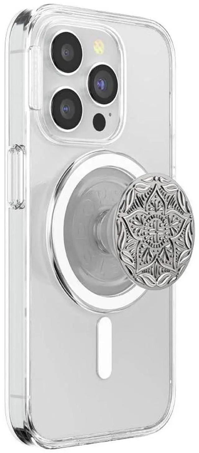 Main image of Phone Grip for MagSafe, Magnetic Holder, Phone Stand, Metal - Mandala Silver
