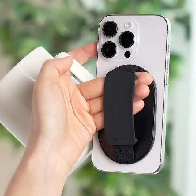Alt view image 2 of 7 - for MagSafe Grip, Magnetic Phone Grip for MagSafe Stand, Strong Magnetic Phone Holder for iPhone 17 16 15 14 13. M-SGrip Light Grey