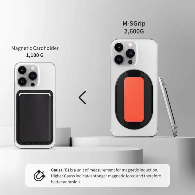 Alt view image 3 of 7 - for MagSafe Grip, Magnetic Phone Grip for MagSafe Stand, Strong Magnetic Phone Holder for iPhone 17 16 15 14 13. M-SGrip Light Grey