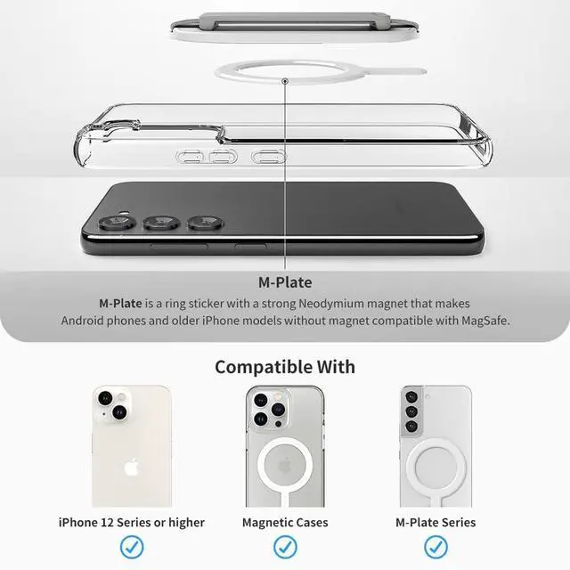 Alt view image 7 of 7 - for MagSafe Grip, Magnetic Phone Grip for MagSafe Stand, Strong Magnetic Phone Holder for iPhone 17 16 15 14 13. M-SGrip Light Grey