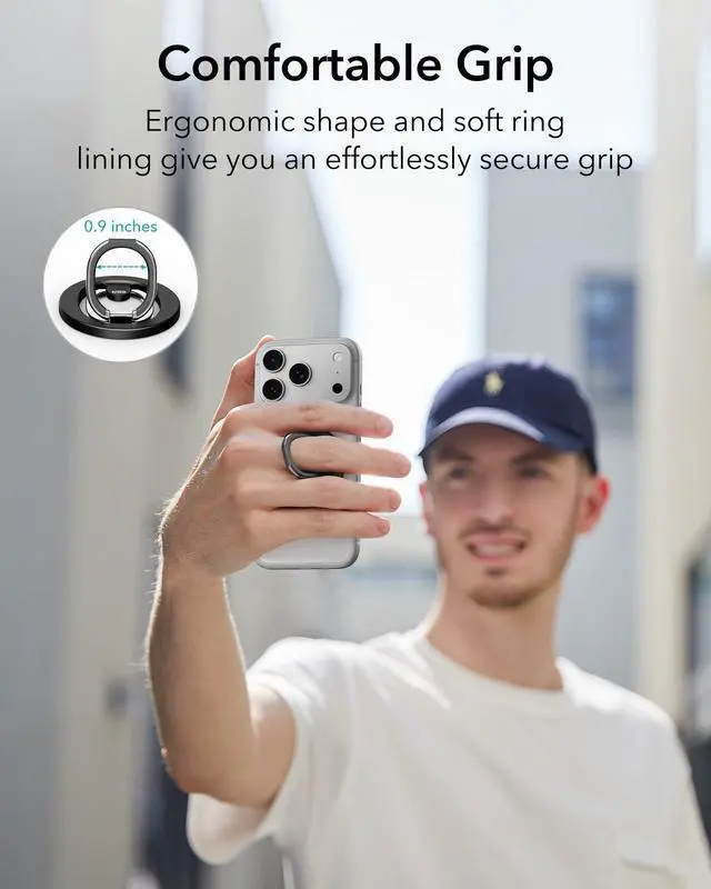 Alt view image 3 of 7 - for MagSafe Phone Grip, MagSafe Ring Holder, Magnetic Phone Ring Holder, Magnetic Phone Grip with 2-Way Stand for iPhone 17e/17-12, Samsung, Google, All Smartphones(2 Metal Rings Included)