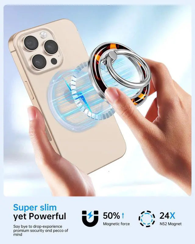 Alt view image 2 of 6 - Phone Ring Holder Compatible with MagSafe - Magnetic Cell Phone Grip Magnet Removable Finger Ring Grip Stand for Women Girls Cute Girly Unique Design for iPhone 13 14 15 16 17 Pro Max Plus Air