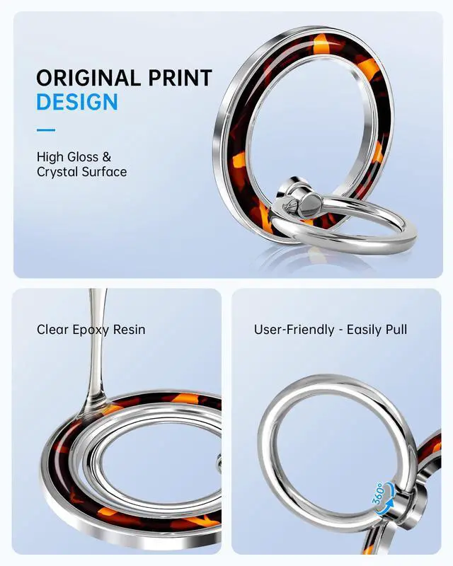 Alt view image 3 of 6 - Phone Ring Holder Compatible with MagSafe - Magnetic Cell Phone Grip Magnet Removable Finger Ring Grip Stand for Women Girls Cute Girly Unique Design for iPhone 13 14 15 16 17 Pro Max Plus Air