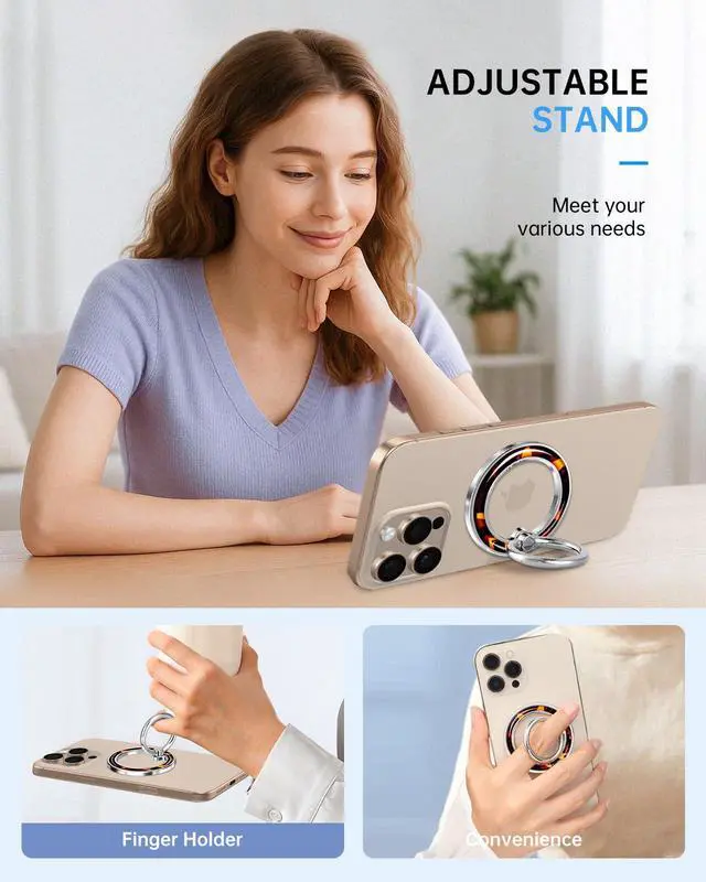 Alt view image 4 of 6 - Phone Ring Holder Compatible with MagSafe - Magnetic Cell Phone Grip Magnet Removable Finger Ring Grip Stand for Women Girls Cute Girly Unique Design for iPhone 13 14 15 16 17 Pro Max Plus Air