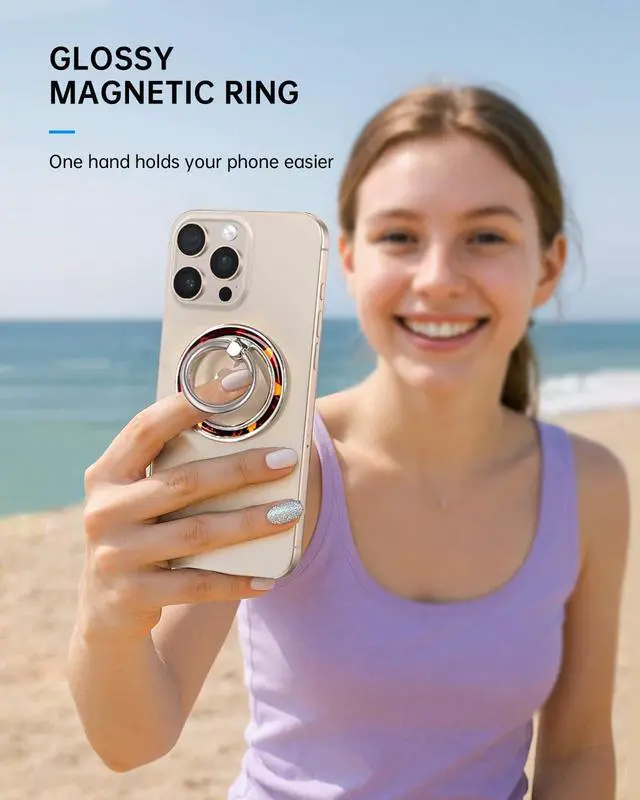 Alt view image 6 of 6 - Phone Ring Holder Compatible with MagSafe - Magnetic Cell Phone Grip Magnet Removable Finger Ring Grip Stand for Women Girls Cute Girly Unique Design for iPhone 13 14 15 16 17 Pro Max Plus Air