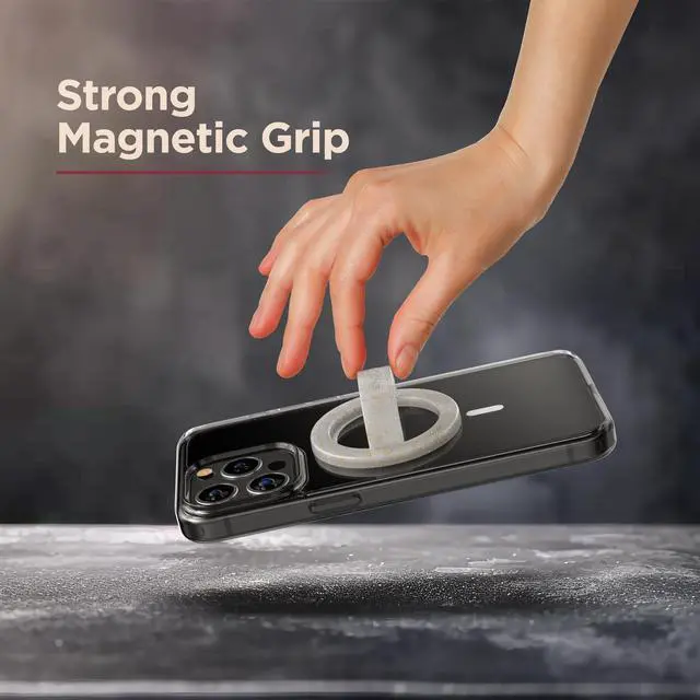 Alt view image 3 of 6 - Magnetic Phone Grip Holder (Compatible with MagSafe) Thin Silicone Finger Loop Ring for iPhone (Glitter)