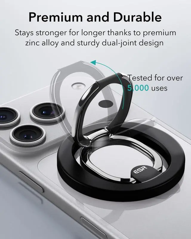 Alt view image 5 of 7 - for MagSafe Phone Grip, MagSafe Ring Holder, Magnetic Phone Ring Holder, Magnetic Phone Grip with 2-Way Stand for iPhone 17e/17-12, Samsung, Google, All Smartphones(2 Metal Rings Included)