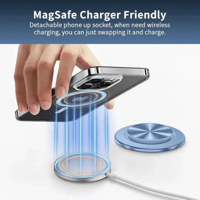 Alt view image 4 of 7 - Magnetic Phone Holder Stand Compatible with MagSafe Cases, Detachable Aluminum Surface with Strong Magnet, Multi-Use Phone Support. Black