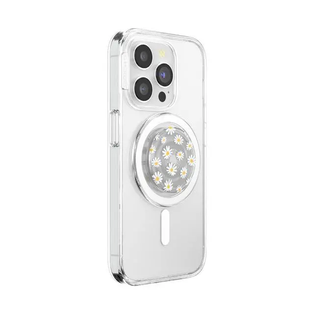 Alt view image 2 of 5 - Phone Grip for MagSafe, Magnetic Holder, Phone Stand, Daisy - Translucent He Loves Me Not
