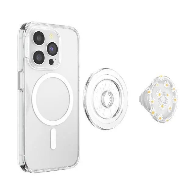 Alt view image 4 of 5 - Phone Grip for MagSafe, Magnetic Holder, Phone Stand, Daisy - Translucent He Loves Me Not