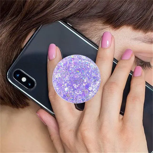 Alt view image 2 of 6 - Magnetic Retractable Phone Stand, Phone Grip, Suitable for Round Foldable Phones and Tablet Accessories - Transparent Shine (Magnetic Purple)