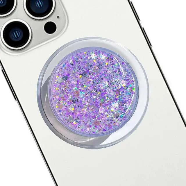 Main image of Magnetic Retractable Phone Stand, Phone Grip, Suitable for Round Foldable Phones and Tablet Accessories - Transparent Shine (Magnetic Purple)