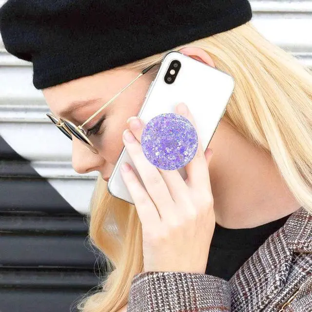 Alt view image 3 of 6 - Magnetic Retractable Phone Stand, Phone Grip, Suitable for Round Foldable Phones and Tablet Accessories - Transparent Shine (Magnetic Purple)