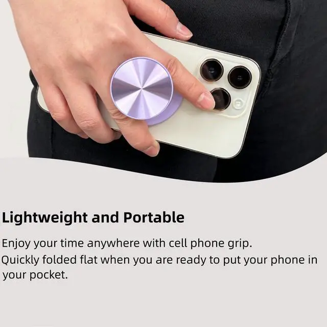 Alt view image 6 of 7 - for Magsafe Phone Grip, Magnetic Phone Grip Holder, Magnetic Collapsible Expandible Mobile Phone Grips Stand Holder for iPhone 17 16 15 14 13 12 Series, CD Pattern Transparent Pink