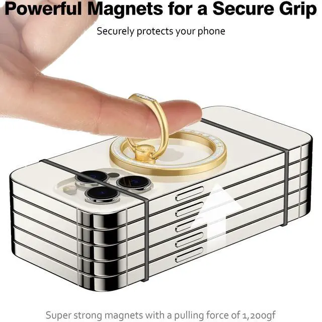 Alt view image 5 of 7 - Magnetic Phone Grip for MagSafe, Magnetic Ring Holder Compatible with MagSafe Phone Ring, 360°Rotating Finger Kickstand for iPhone 16 Pro Max 15 14 13 12 Plus & Android Phone(Starry White)