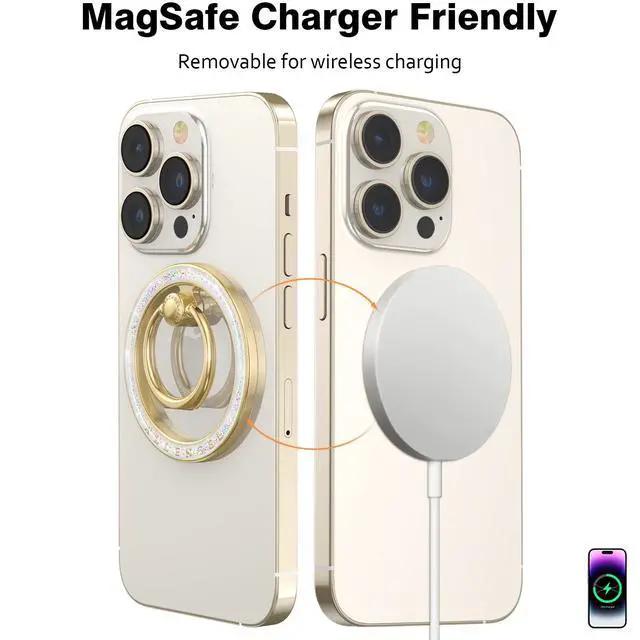 Alt view image 6 of 7 - Magnetic Phone Grip for MagSafe, Magnetic Ring Holder Compatible with MagSafe Phone Ring, 360°Rotating Finger Kickstand for iPhone 16 Pro Max 15 14 13 12 Plus & Android Phone(Starry White)