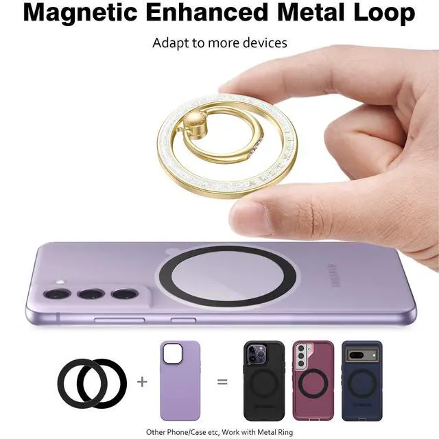 Alt view image 7 of 7 - Magnetic Phone Grip for MagSafe, Magnetic Ring Holder Compatible with MagSafe Phone Ring, 360°Rotating Finger Kickstand for iPhone 16 Pro Max 15 14 13 12 Plus & Android Phone(Starry White)