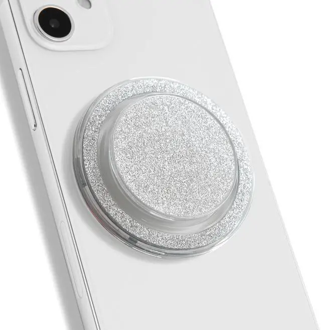 Main image of Bling Bling Glitter Phone Grip & Stand - Elegant Magsafe Compatible Phone Holder for Secure Grip and Hands-Free Viewing (Silver)