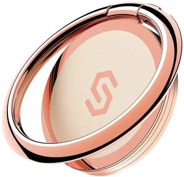 Main image of Cell Phone Ring Holder Stand, 360 Degree Rotation Finger Ring Kickstand with Polished Metal Phone Grip for Magnetic Car Mount Compatible with iPhone, Samsung, LG, Pixel - Rose Gold