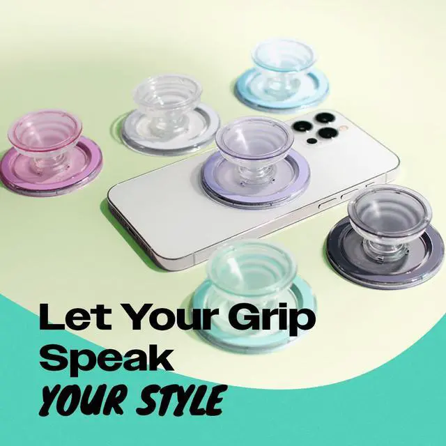 Alt view image 3 of 7 - Compatible with Magsafe Magnetic Authentic Translucent Color Design Collapsible Mobile Phone Grip Stand Holder for Smartphone Tablet Cell Phone Accessory (Transparent)
