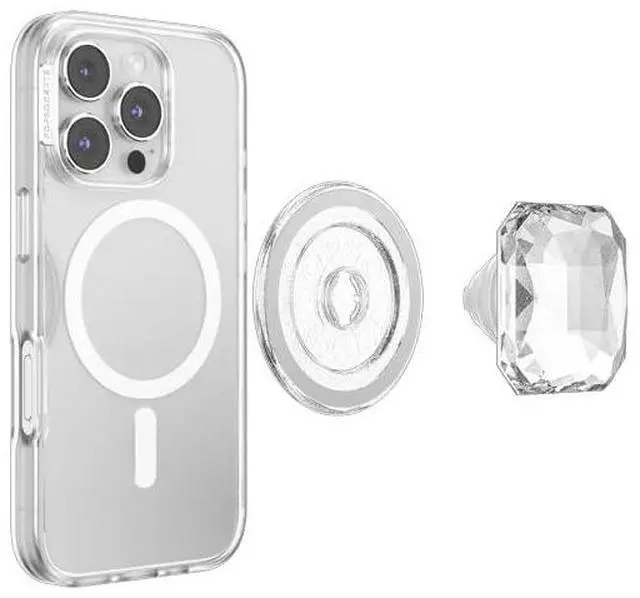 Alt view image 4 of 6 - Phone Grip for MagSafe, Magnetic Holder, Phone Stand, Heart - Pillow Cut Heart Clear Glitter