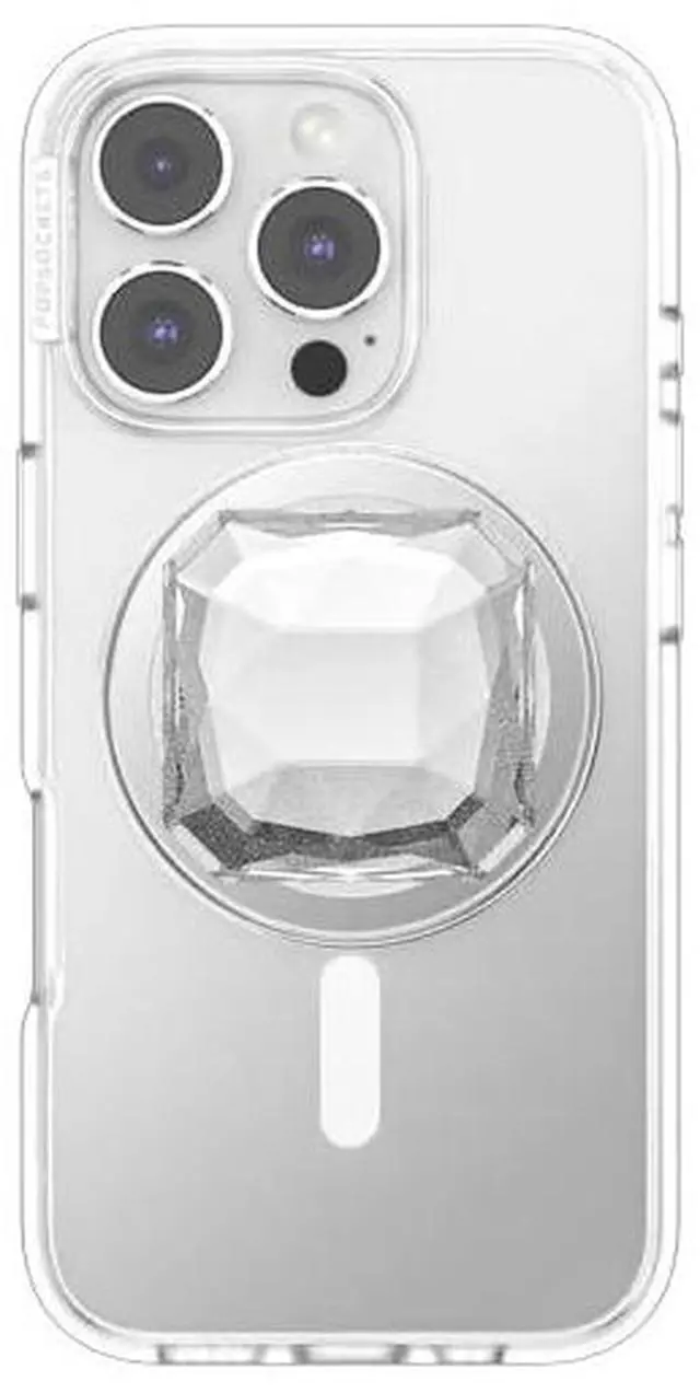 Alt view image 3 of 6 - Phone Grip for MagSafe, Magnetic Holder, Phone Stand, Heart - Pillow Cut Heart Clear Glitter