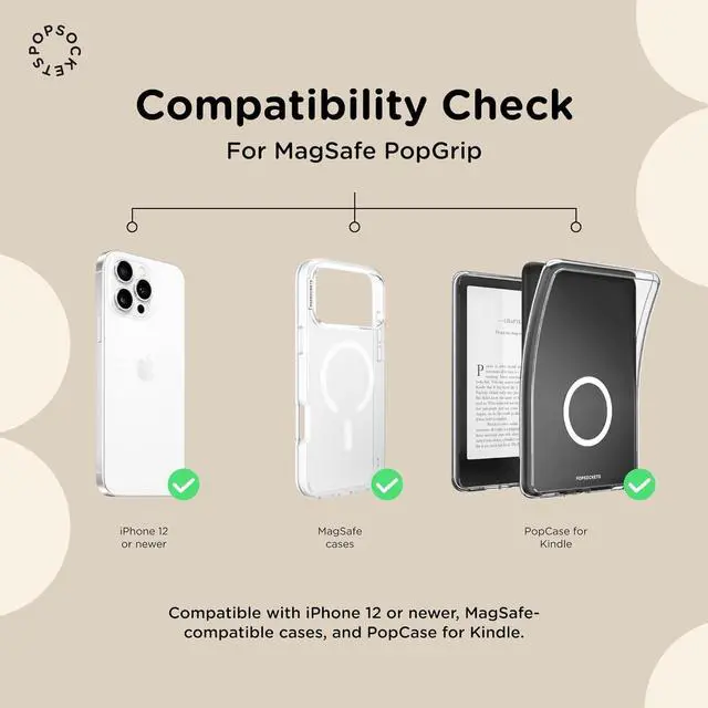 Alt view image 5 of 6 - Phone Grip for MagSafe, Magnetic Holder, Phone Stand, Heart - Pillow Cut Heart Clear Glitter