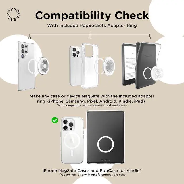 Alt view image 5 of 7 - Phone Grip for MagSafe, Magnetic Holder, Phone Stand, Silver - Confetti Foil Silver