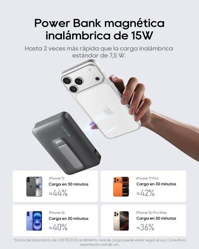 Alt view image 2 of 7 - Qi2 Certified 15W Magnetic Power Bank, 10,000mAh Battery Pack, MagSafe Compatible Wireless Portable Charger with 30W USB C Fast Charging, for iPhone 17/16/15/14/13/12 (USB-C Cable Included)