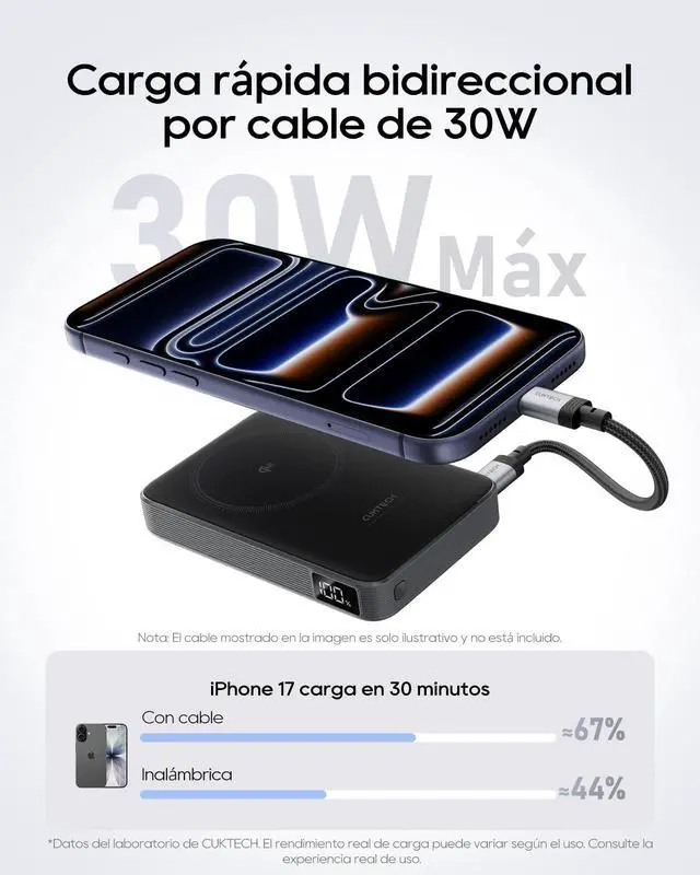 Alt view image 4 of 7 - Qi2 Certified 15W Magnetic Power Bank, 10,000mAh Battery Pack, MagSafe Compatible Wireless Portable Charger with 30W USB C Fast Charging, for iPhone 17/16/15/14/13/12 (USB-C Cable Included)