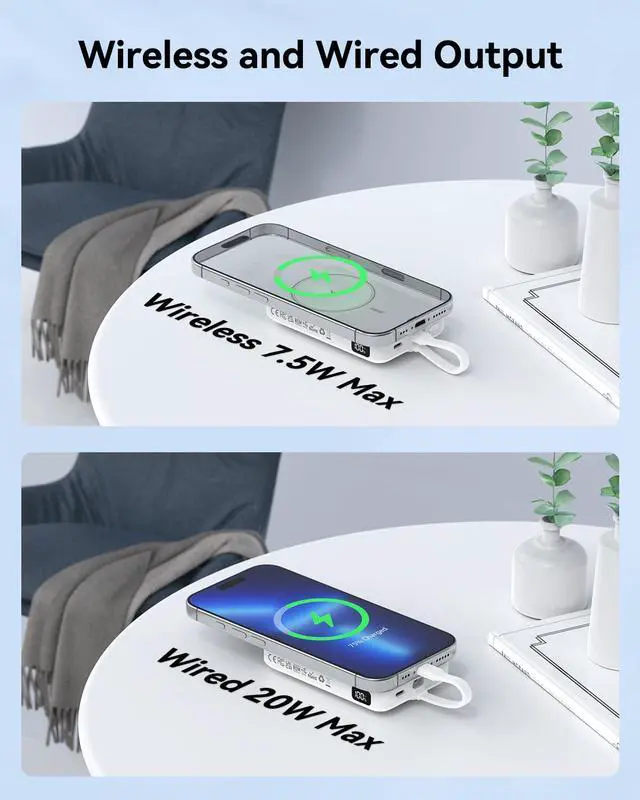 Alt view image 2 of 7 - Magnetic Portable Charger, 10000mAh Wireless Power Bank with a 22.5W USB-C Cable, for Magsafe Battery Pack, LED Display for iPhone 17/17 Air/17 Pro/17 Pro Max/16/15/14/13/12 Series, AirPods