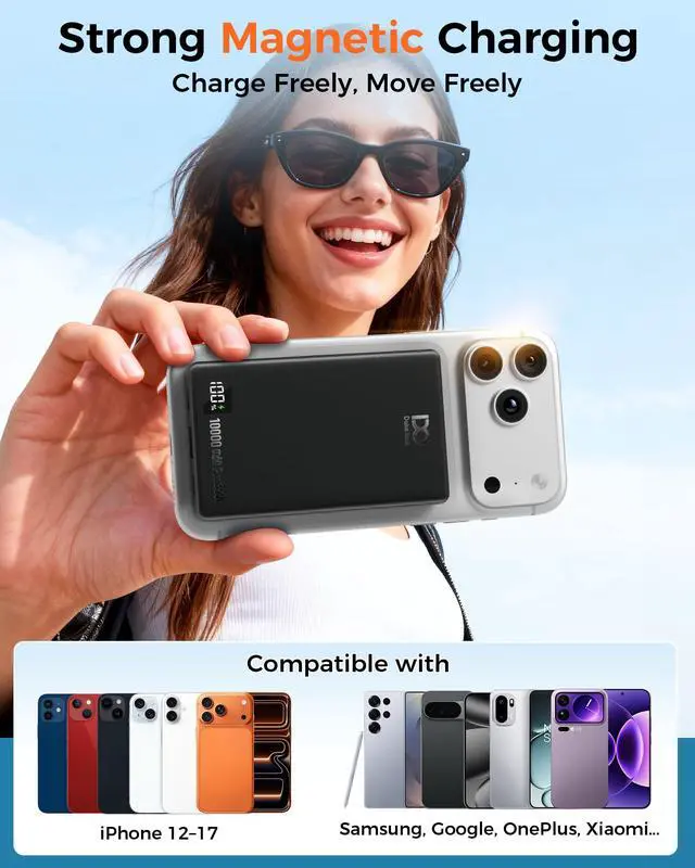 Alt view image 2 of 7 - PD 35W Magnetic Wireless Power Bank 10000mAh Fast Charging Portable Charger