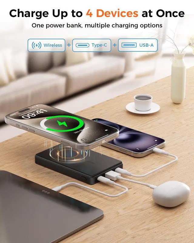 Alt view image 6 of 7 - PD 35W Magnetic Wireless Power Bank 10000mAh Fast Charging Portable Charger
