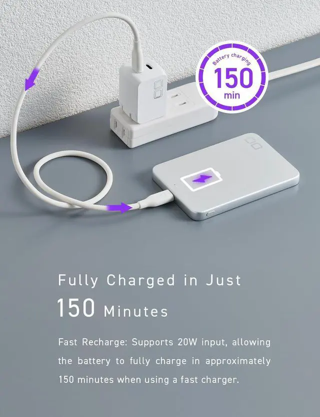 Alt view image 6 of 7 - CIO Qi2 Magsafe Charger, 5000mAh Ultra-Slim Magnetic Wireless Charger iPhone, Magsafe Battery Pack, 15W Wireless + 20W USB-C PD iPhone Magnetic Fast SMARTCOBY Slim 5K (Silver, Safety Model)