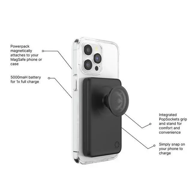 Alt view image 2 of 6 - PowerPack for MagSafe, Magnetic Power Bank, Portable Phone Charger - Black