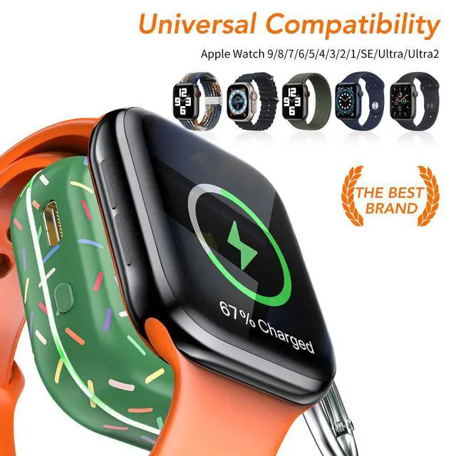 Alt view image 3 of 7 - Portable Wireless Charger for Apple Watch Series 10/9/8/UItra/7/6/5/4/3/2/SE/Nike,Compact Travel Purse Essentials Magnetic iWatch Charger 1200mAh Extra Power Bank Keychain Style