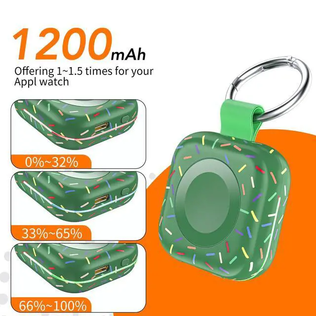 Alt view image 2 of 7 - Portable Wireless Charger for Apple Watch Series 10/9/8/UItra/7/6/5/4/3/2/SE/Nike,Compact Travel Purse Essentials Magnetic iWatch Charger 1200mAh Extra Power Bank Keychain Style