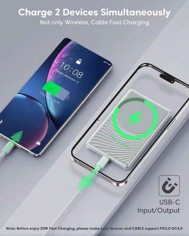Alt view image 6 of 7 - for Magsafe Portable Charger iPhone,2026 Ultra Slim Wireless Battery Pack 5000mAh, 20W PD Magnetic Power Bank Fast Charging USB C Powerbank for i-Phone Air 17/16/15/14/13/12 Mini Plus Pro Max,Jet Gray