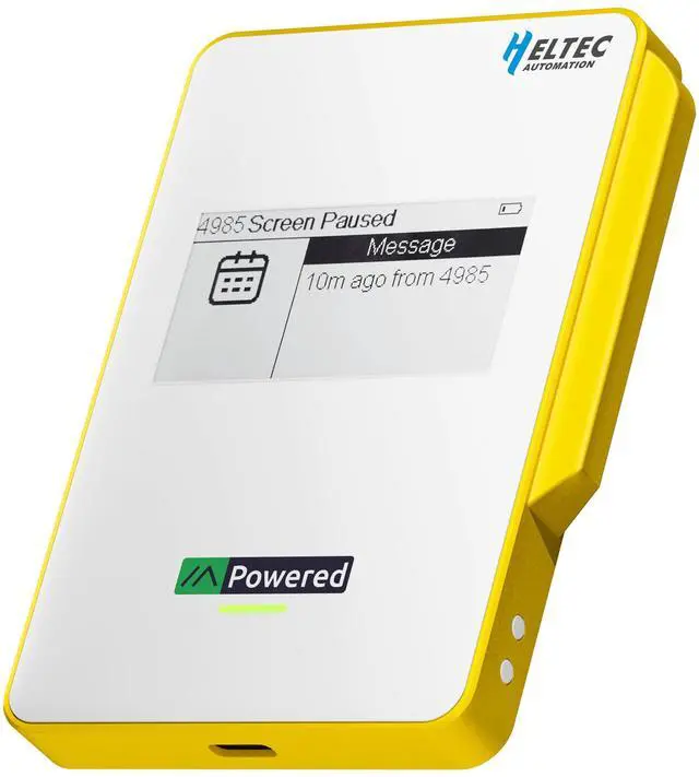 Main image of Compatible Magnetic Power Bank with nRF52840 and SX1262 Chips E-Ink Display, Wireless Charging 5000mAh for Outdoor Emergency - MeshPocket Qi2 (Yellow)