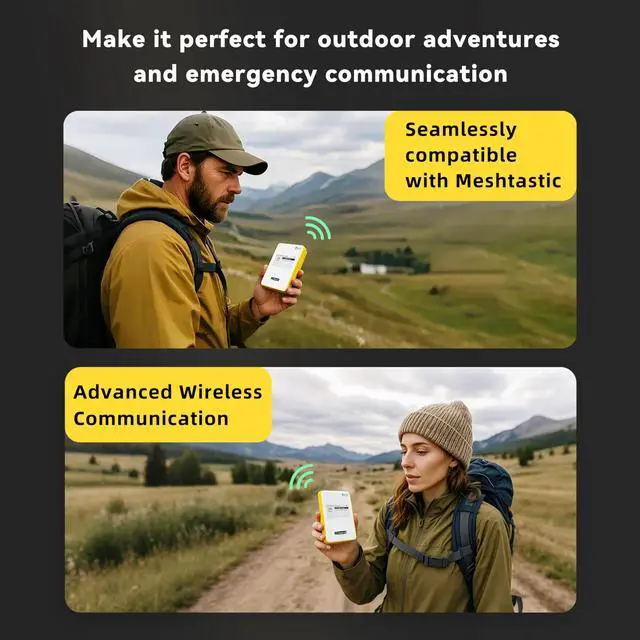 Alt view image 4 of 7 - Compatible Magnetic Power Bank with nRF52840 and SX1262 Chips E-Ink Display, Wireless Charging 5000mAh for Outdoor Emergency - MeshPocket Qi2 (Yellow)