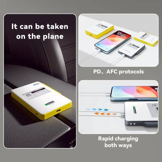 Alt view image 6 of 7 - Compatible Magnetic Power Bank with nRF52840 and SX1262 Chips E-Ink Display, Wireless Charging 5000mAh for Outdoor Emergency - MeshPocket Qi2 (Yellow)